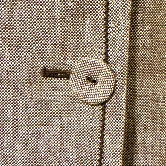 Ann Taylor heavy linen brown blazer with dark brown stitching and patch pockets - Picture 10 of 15